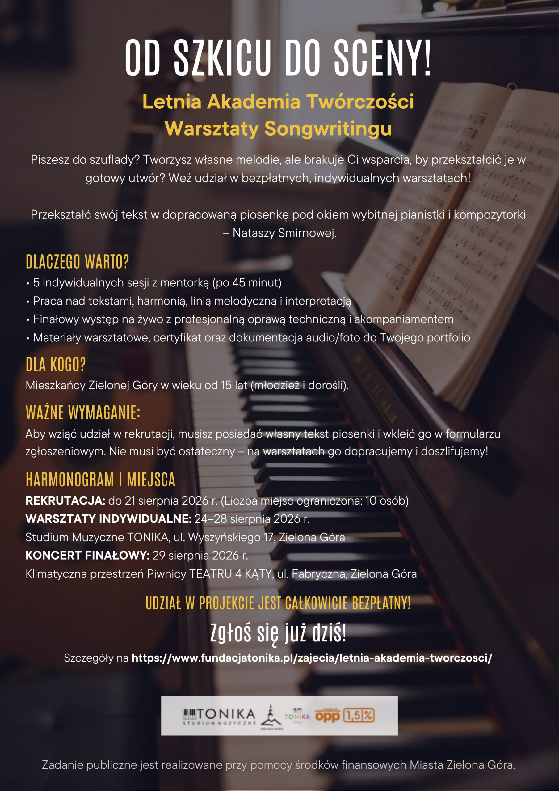 OD SZKICU DO SCENY! Letnia Akademia Twórczości – Warsztaty Songwritingu